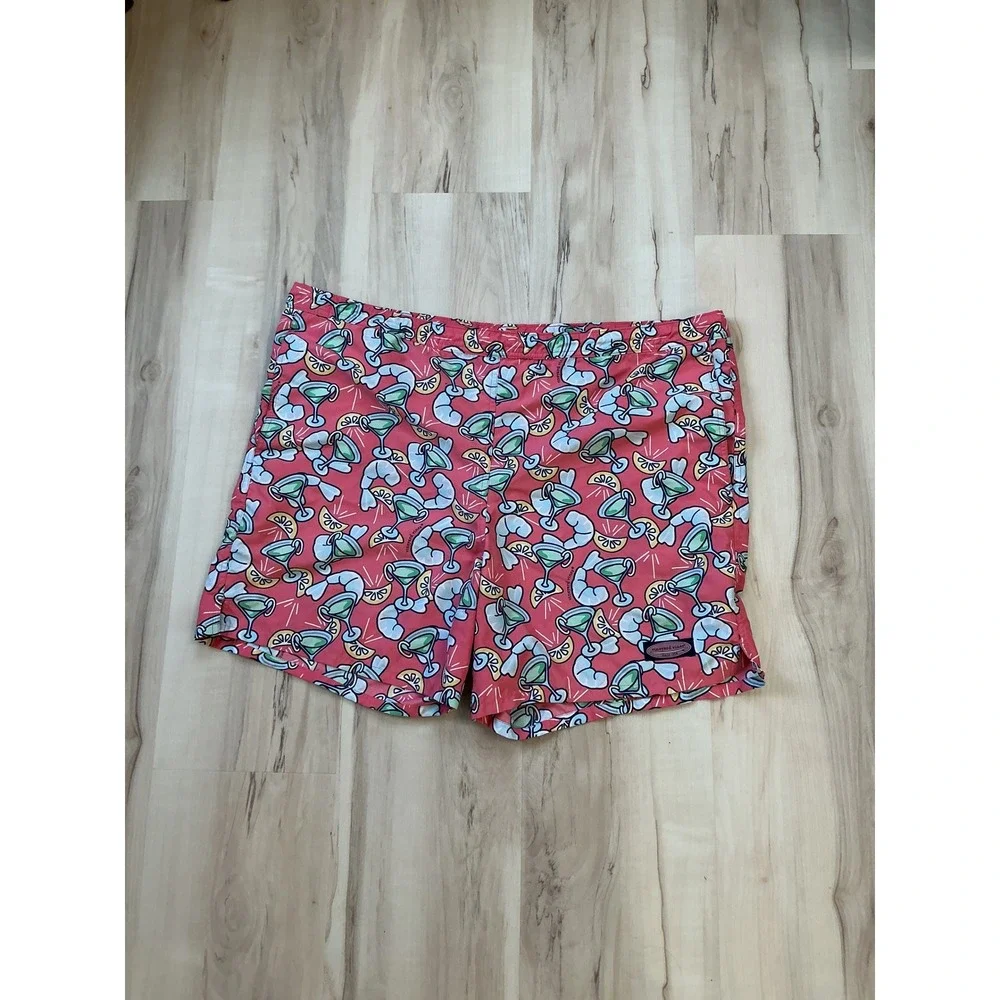 Vineyard Vines Mens Chappy Shrimp Cocktail Martini Swim Trunks Pink Size XXL